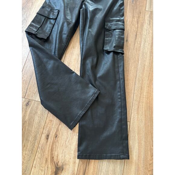 VERVET High Rise Coated Cargo Straight Black Jeans Size 27 - Picture 6 of 8